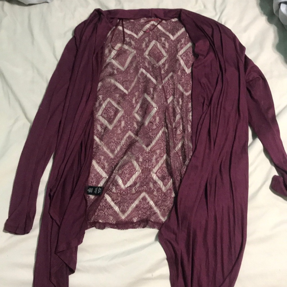 maroon cardigan